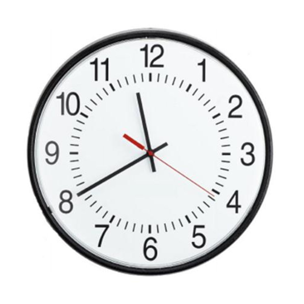 Valcom V-Aw12B 12In Round Wireless Clock Black Surface Mount Battery Operated Image 1