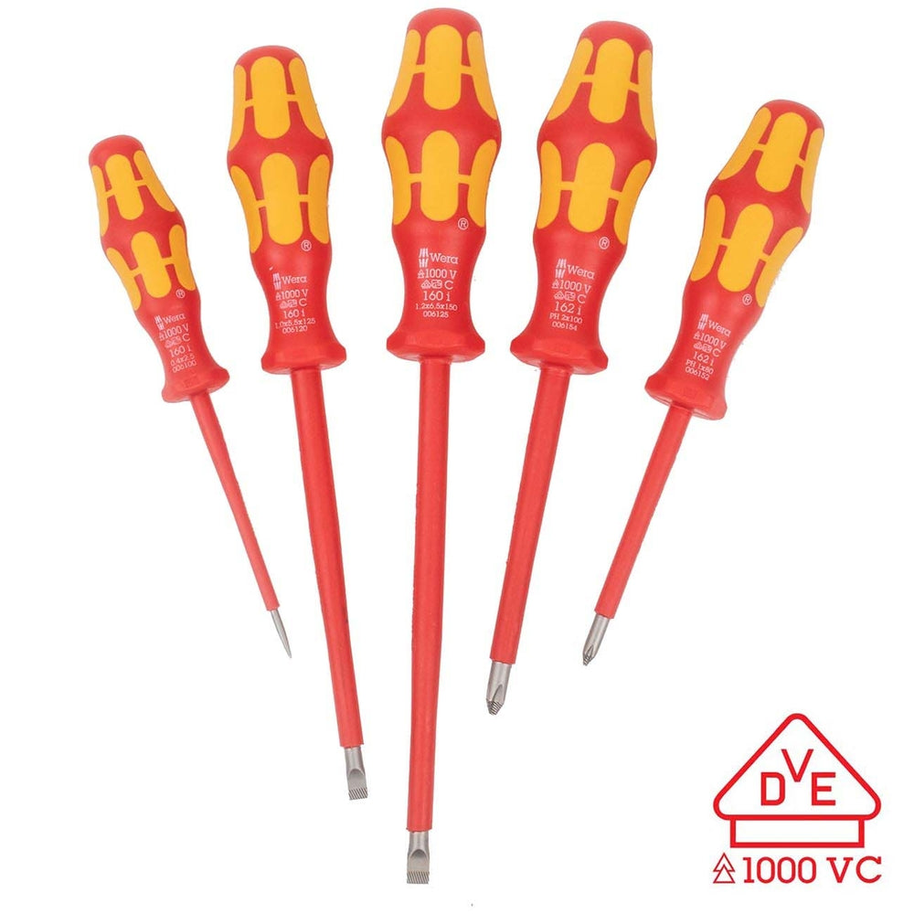 Wera 05346276001 Vde Insulated Slotted And Phillips Screwdriver Set 5 Piece Set Image 1