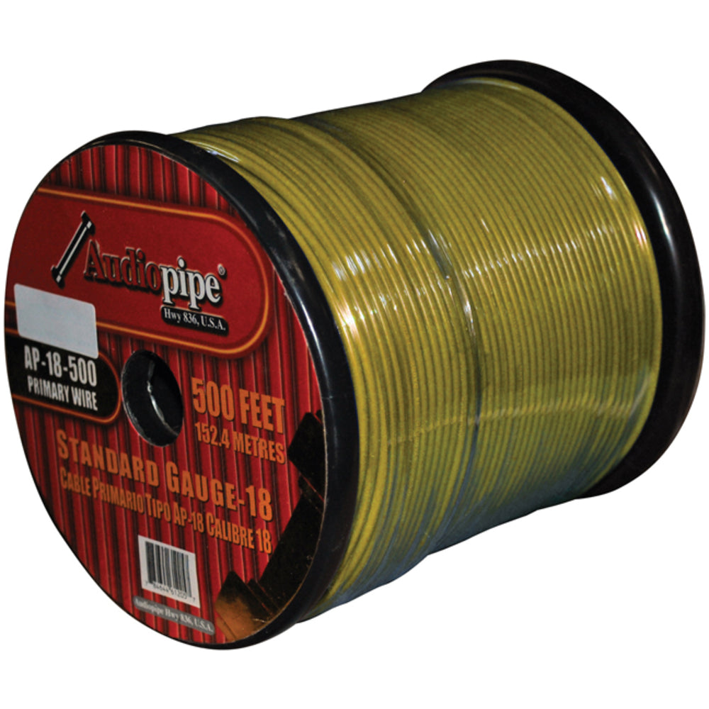 Nippon AP-18-500 YLW Remote Wire Audipipe 18GA 500 Yellow - Remote Wire for Car Audio Systems Image 1