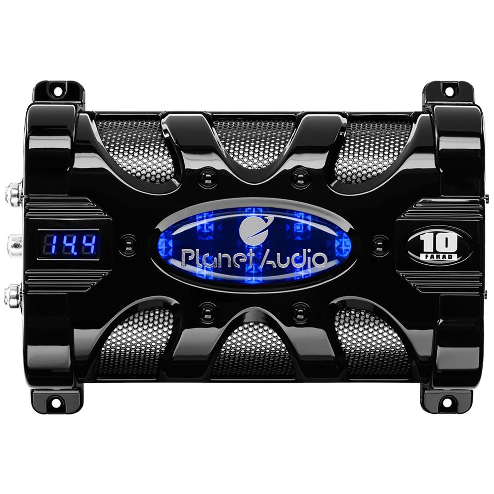 Planet Audio Pc10F 10 Farad Capacitor Digital Voltage Display Blue Illumination