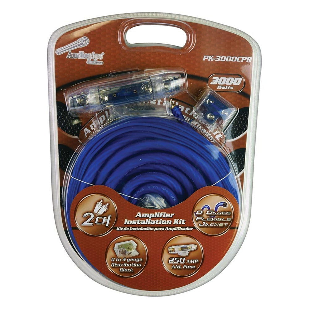 Audiopipe Pk-3000Cpr 0 Gauge Amp Kit Flexible Jacket 100% Copper