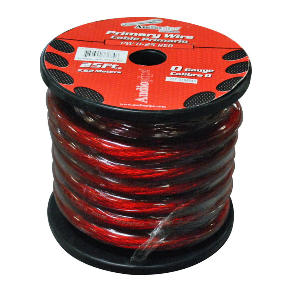 Nippon Pw025Rd Power Wire Audiopipe 0Ga. 25' Red Image 1